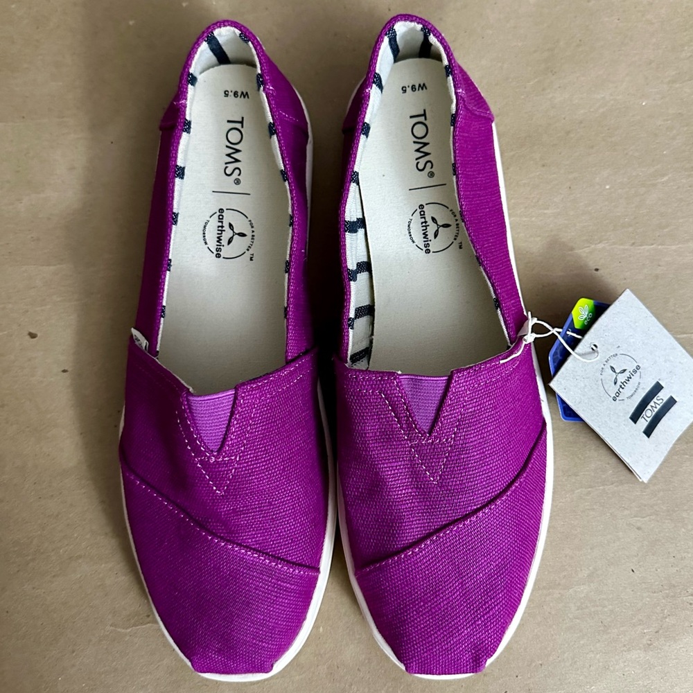 NEW - TOMS Alpargata Cupsole Dark Pink Slip On Flats Size 9.5